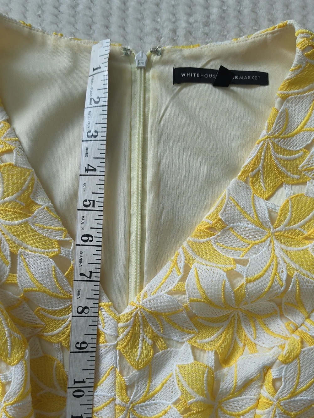 White House Black Market Sleeveless Yellow & White Floral Sheath Dress